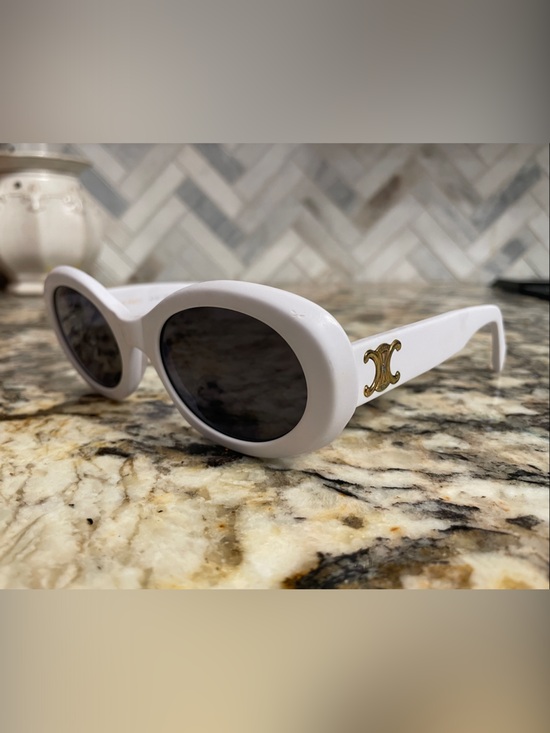 Celine Accessories - Celine White Oval Sunglasses